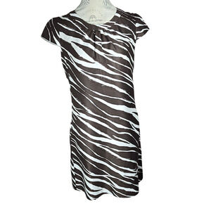Kate Spade Dorothy Dress 6  Zebra Cream Coconut Shift Cotton Silk Sateen Pockets
